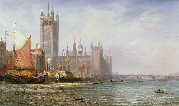 The Houses of Parliament and Westminster Bridge, c. 1875 (oil on canvas)