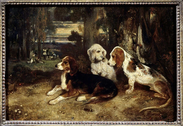 Hunting dogs at rest Painting by Alexandre Gabriel Decamps (1803-1860) 1839 Sun