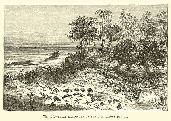 Ideal Landscape of the Cretaceous Period (engraving)