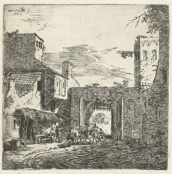 Inn at city gate, 1653 (etching)