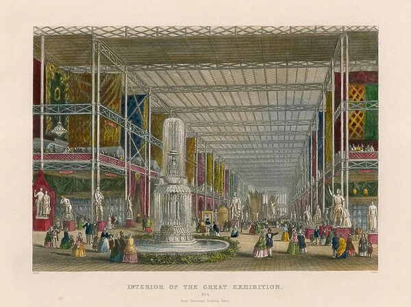 Interior of the Great Exhibition, from transept looking east (engraving)