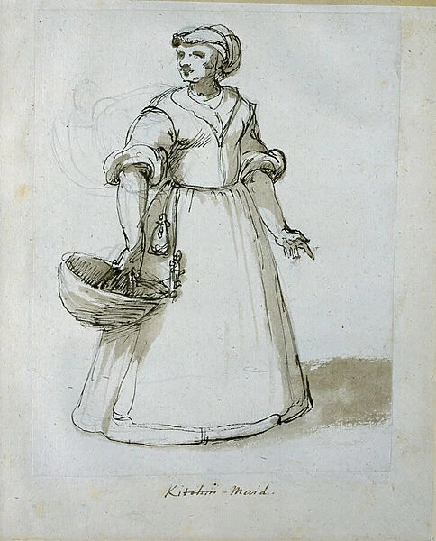 A kitchen maid (pen & ink on paper)