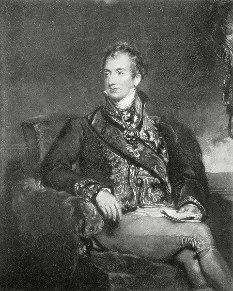Klemens Wenzel, Prince von Metternich, after the painting by Sir T. Lawrence, from Europe in the Nineteenth Century: An Outline History, published in 1916 (litho)