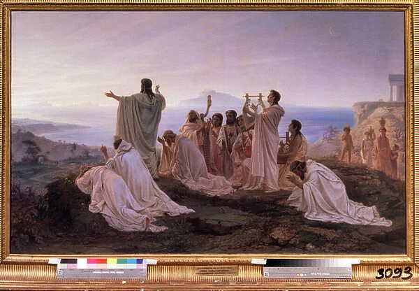 'L hymne au soleil levant de Pythagore'Ceremonie rituelle dans la Grece antique inspiree des theories pythagoriciennes relatives a la musique et aux astres