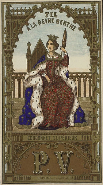 Label for the thread of Queen Berthe (colour litho)