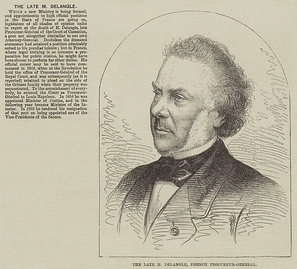 The late M Delangle, French Procureur-General (engraving)