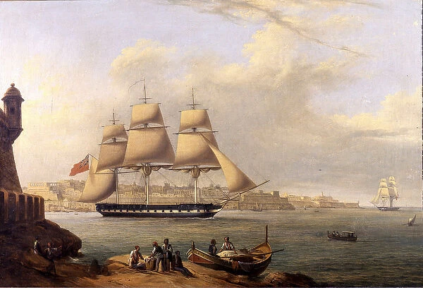 Leaving Grand Harbour by Giovanni Schranz 19th century (63 x 43 cm)