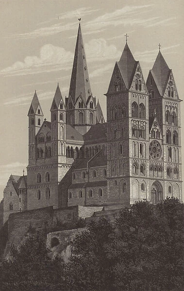 Limburg Cathedral, Hesse, Germany (litho)