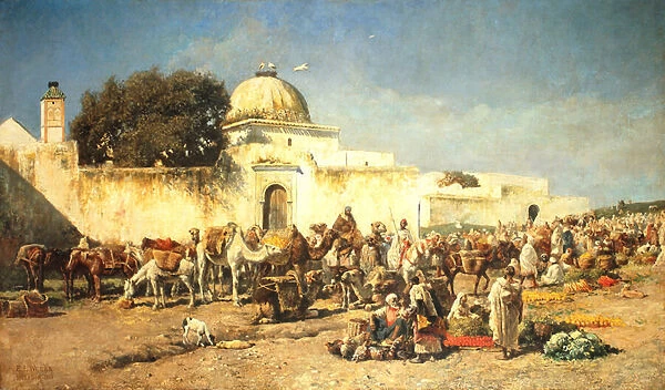 Market Scene at Mogador, 1881 (oil on canvas)