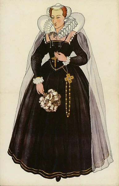 Mary Queen of Scots (colour litho)