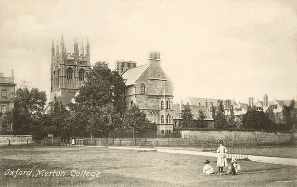 Merton College, Oxford, Oxfordshire (b  /  w photo)
