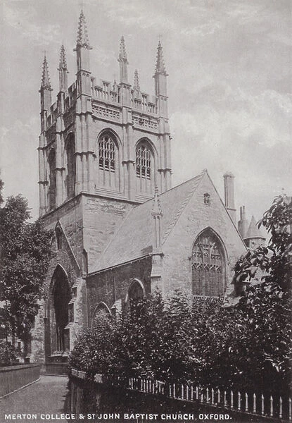 Merton College and St John Baptist Church, Oxford (b  /  w photo)