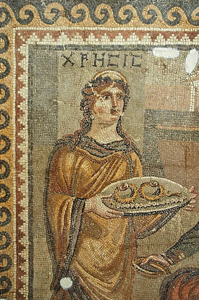 Detail of the mosaic of Chresis, from Daphne (mosaic)