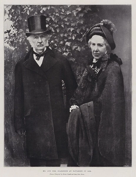 Mr and Mrs Gladstone at Hawarden in 1895 (b  /  w photo)