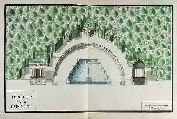 Ms 1307  /  52 Design for the Baths of Apollo at Versailles (w  /  c on paper)
