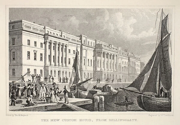 The New Custom House, from Billingsgate, from London and it