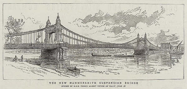 The New Hammersmith Suspension Bridge (engraving)