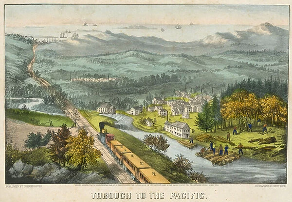 Through to the Pacific, 1870 (hand-coloured lithograph)