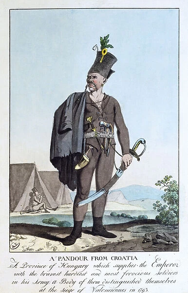 A Pandour from Croatia (coloured engraving)