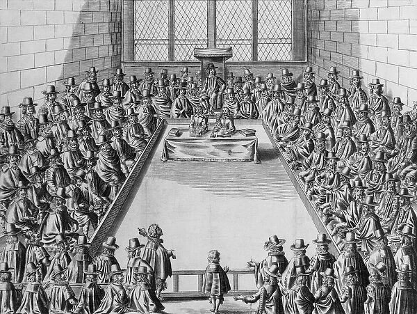 Parliament during the Commonwealth, 1650 (engraving) (b  /  w photo)