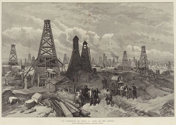 The Petroleum Oil Wells at Baku, on the Caspian (engraving)