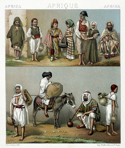 Popular costumes from Algeria and Tunisia. Illustration in '