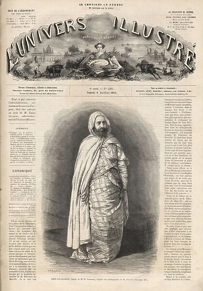 Portrait of Ben Mahi Ed Din Abd El Kader (1808-1883), Amir of Mascara
