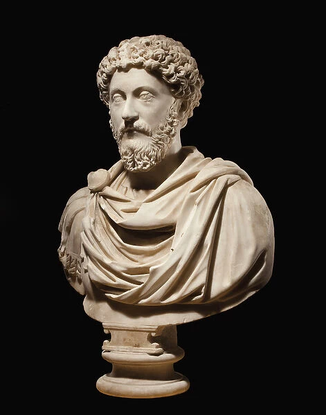 Portrait bust of Emperor Marcus Aurelius, c. 170-180 AD (marble) (see also 2819510-12)
