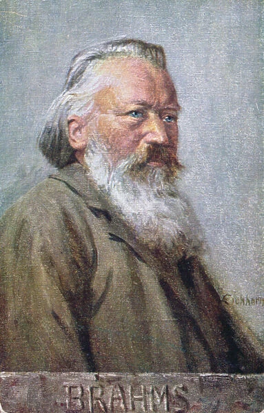 Postcard depicting Johannes Brahms c. 1910 (colour litho)