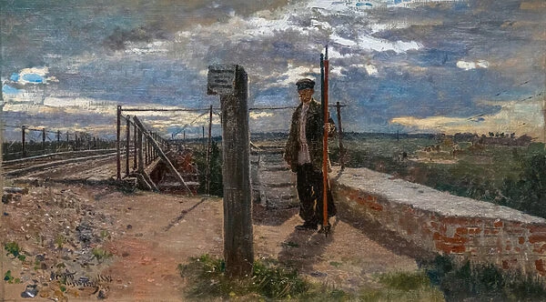 RAILWAY WORKER IN KHOTKOVO, 1882 (oil on canvas)