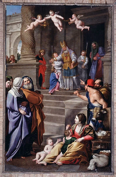 Representation of Saint Thomas de Villeneuve doing charity ( Painting, 17th century)