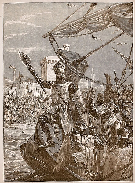 Richard landing at Jaffa, illustration from Cassell