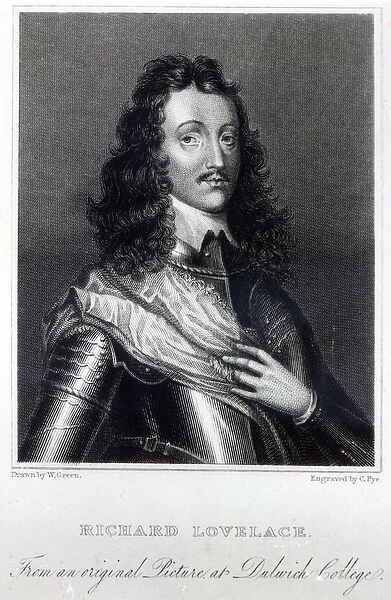Richard Lovelace, drawn by W. Green and engraved by Charles Pye (engraving)