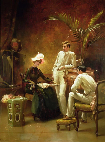 The Rivals - Tea before Tennis (oil on canvas)