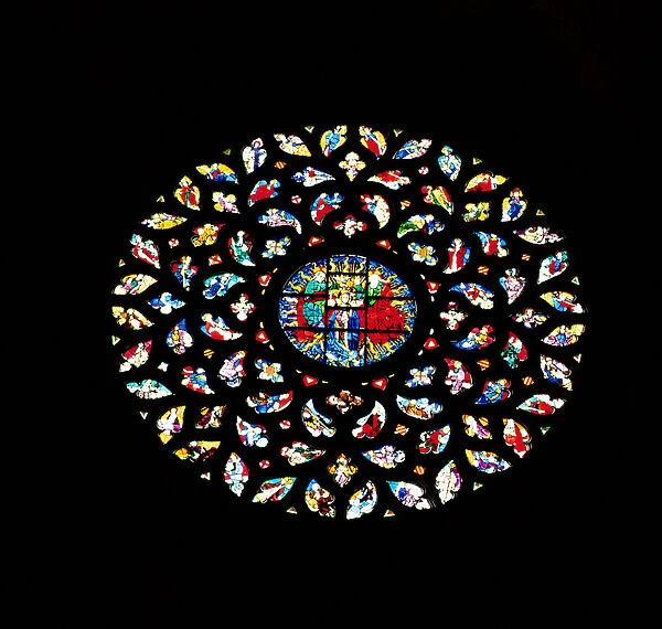 Rose window depicting the Assumption of the Virgin, c. 1460 (stained glass)