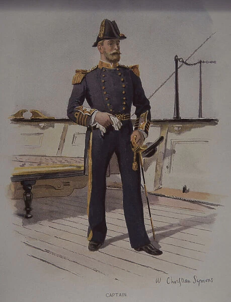 Royal Navy captain, late 19th century (colour litho)