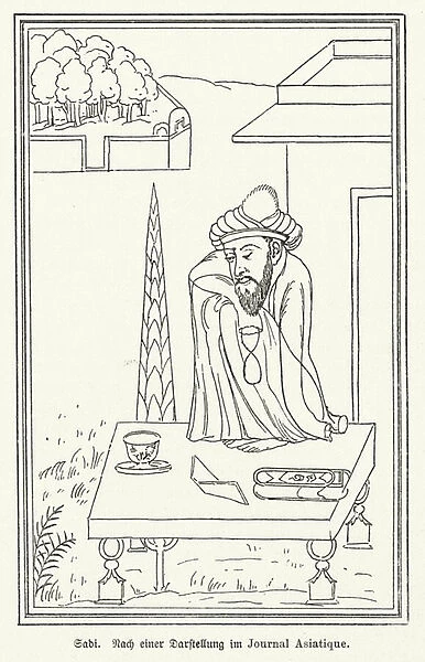 Saadi Shirazi, Persian poet (litho)