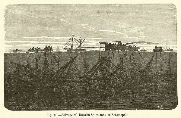 Salvage of Russian Ships sunk at Sebastopol (engraving)