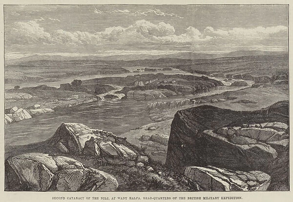 Second Cataract of the Nile, at Wady Halfa, Head-Quarters of the British Military Expedition (engraving)