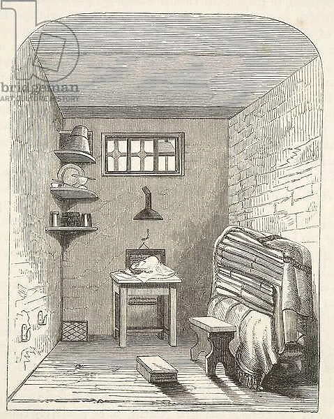 Separate cell in the old part of the Prison at Brixton, illustration from