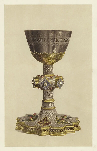 Silver Chalice in the Style of the Fifteenth Century, designed by Pugin and manufactured by J Hardman and Co of Birmingham (chromolitho)