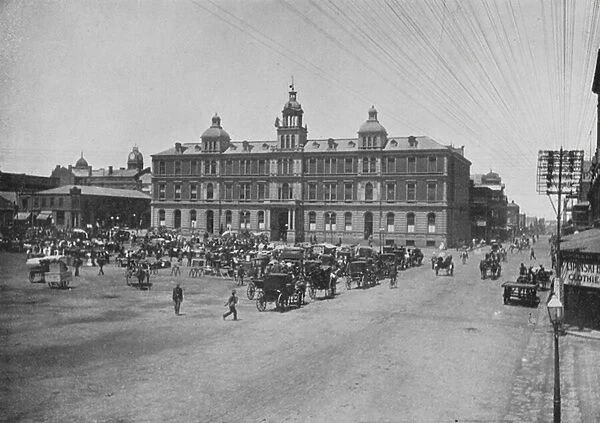 South Africa: The Market Square and Post Office, Johannesburg (b  /  w photo)