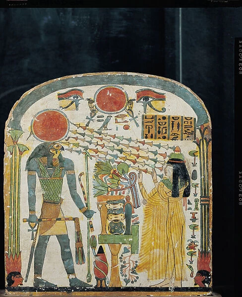 Stele of the Lady Taperet before Re-Horakhty, c. 1000 BC (stuccoed & painted wood)