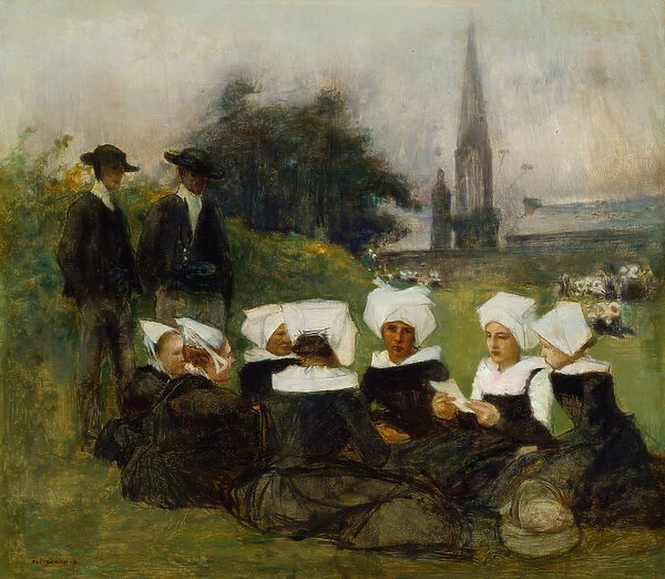 Study for Breton Women at a Pardon, c. 1887 (oil on panel) (see also 60974)