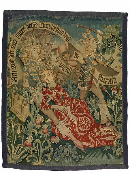 Tapestry depicting two scenes from Der Busant The Buzzard, from Alsace, c. 1475-1500 (wool, silk & metal threads)