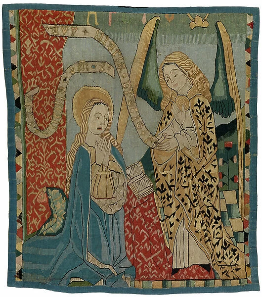 Tapestry panel depicting the Annunciation, from Upper Rhineland (wool, gold, linen & silk threads)