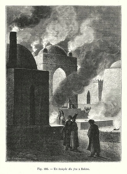Un temple du feu a Bakou (engraving)