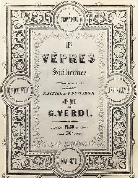 Title page of the score I Vespri Siciliani (litho)