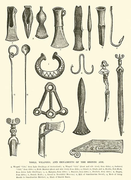 Tools, weapons and ornaments of the Bronze Age (engraving)