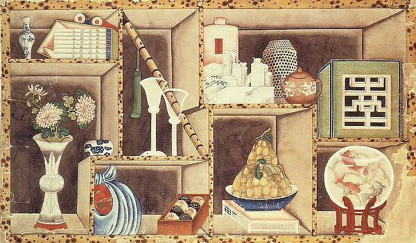 Trompe l Oeil of Chinese Objects (w  /  c on paper)